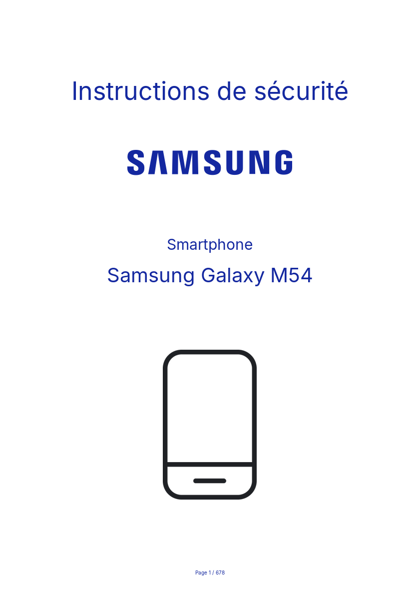 Page n°1 - Instructions de sécurité Samsung Galaxy M54