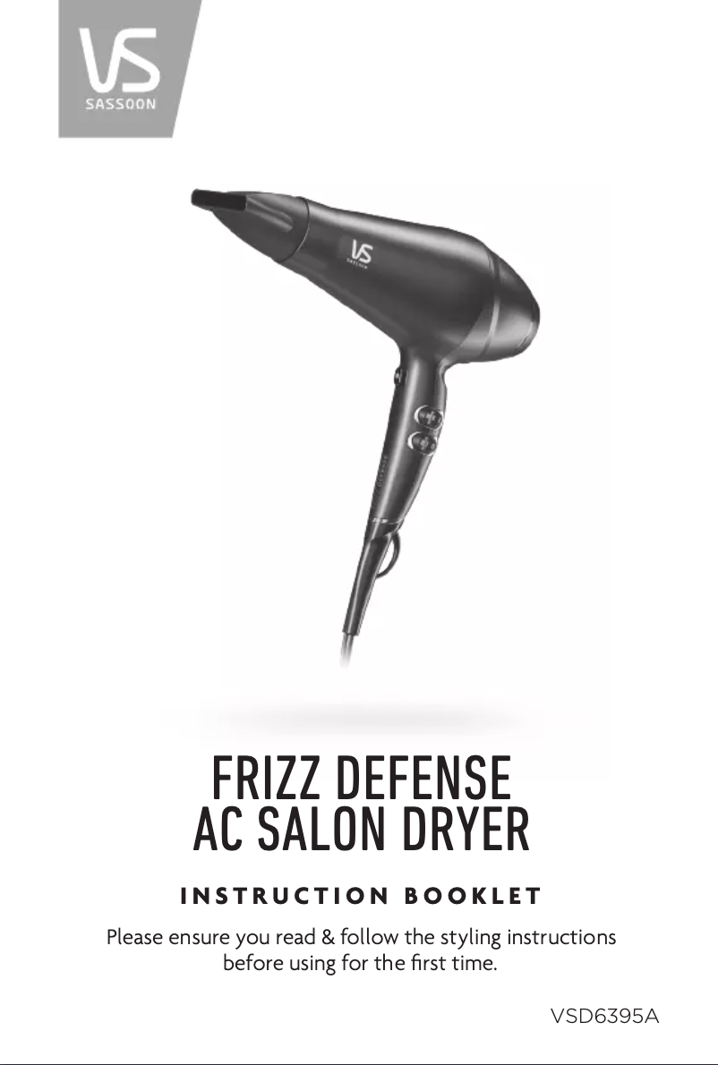 Imagen de la primera página del manual del dispositivo Frizz Defense VSD6395A