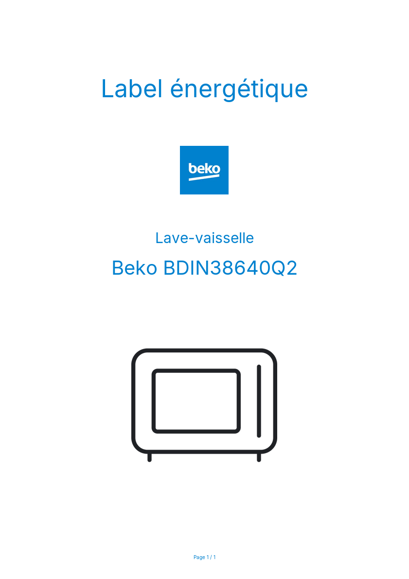 Image de la première page du manuel de l'appareil BDIN38640Q2