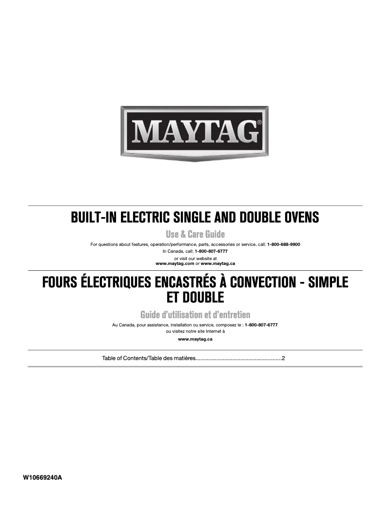 Page 1 de la notice Manuel utilisateur Maytag MEW7530DS