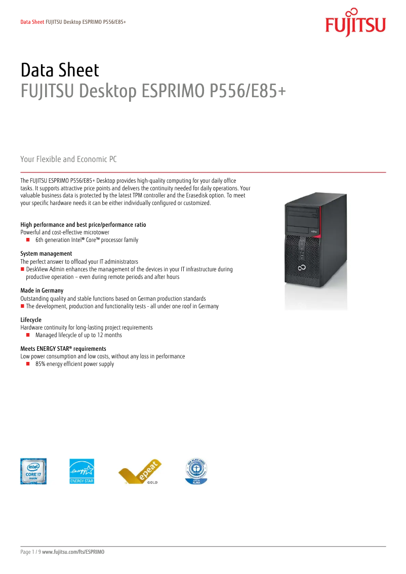Page n°1 - Manuel utilisateur Fujitsu ESPRIMO P556/E85+