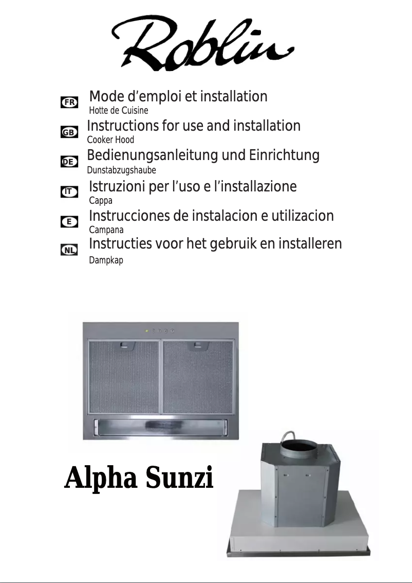 Page n°1 - Manuel utilisateur Roblin Alpha Sunzi
