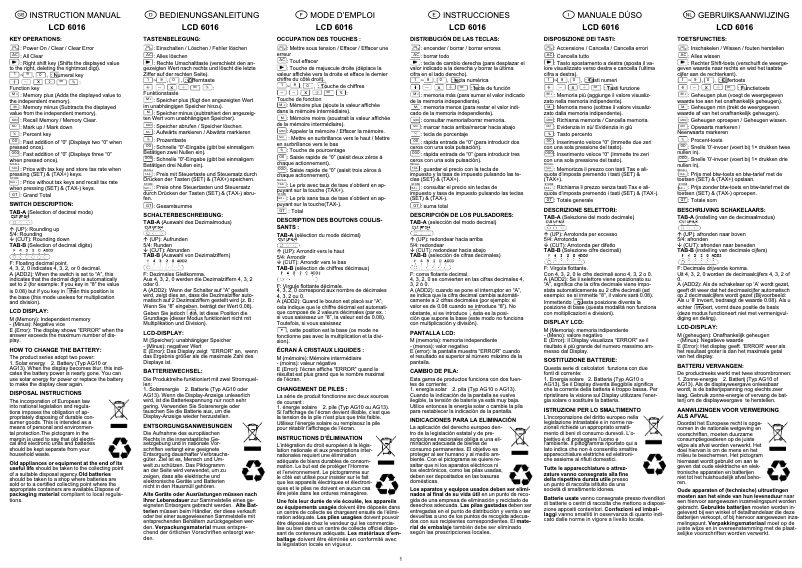 Page 1 de la notice Manuel utilisateur Olympia LCD 6016