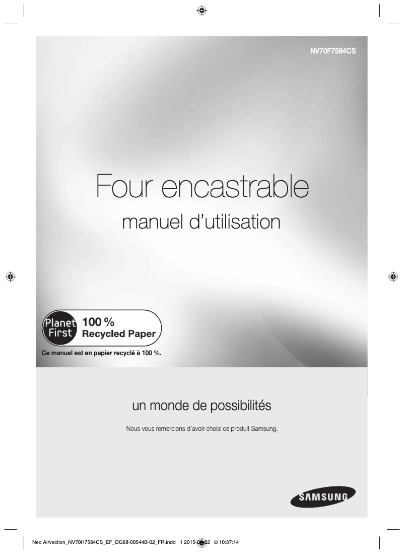 Page 1 de la notice Manuel utilisateur Samsung NV70F7584CS