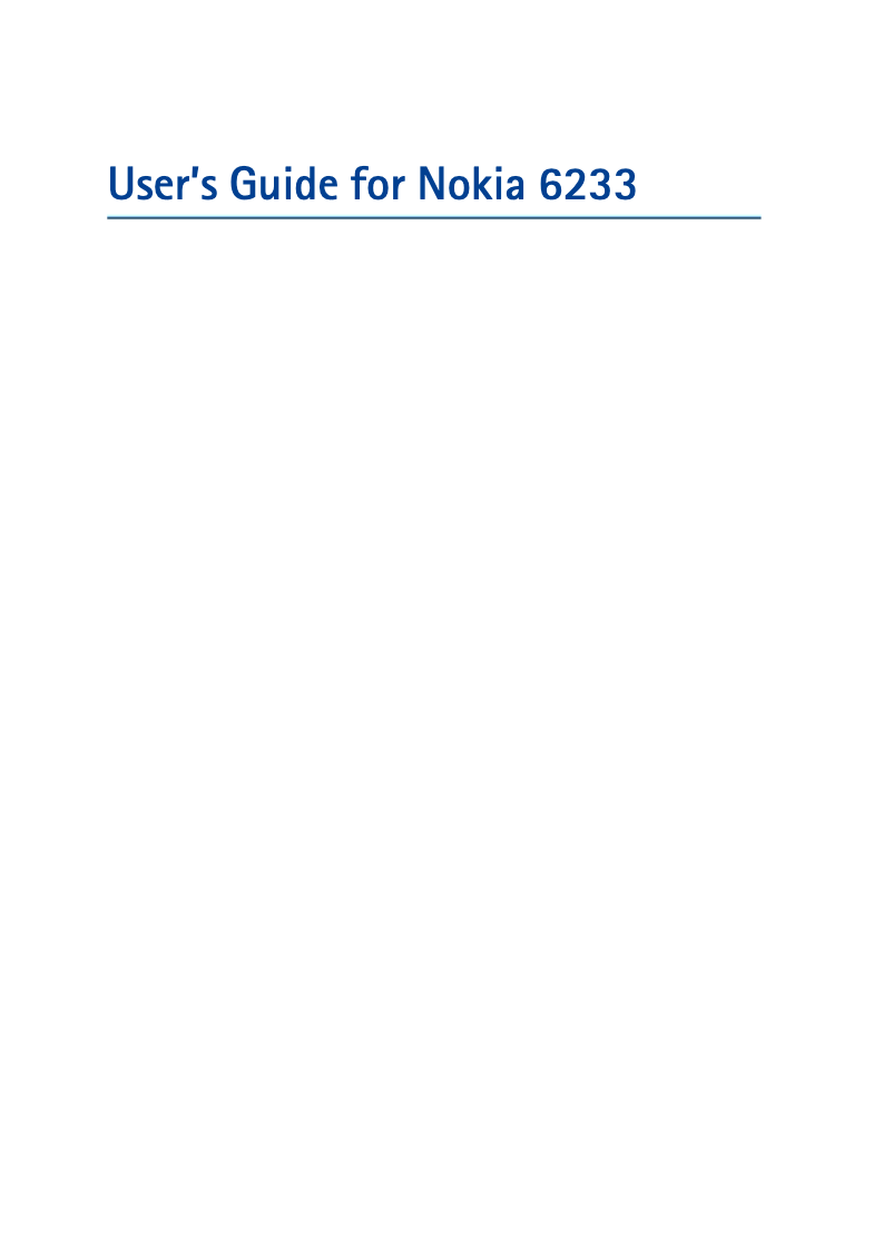 Page 1 de la notice Manuel utilisateur Nokia 6233