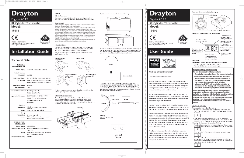 Page 1 de la notice Manuel utilisateur Drayton Digitstat+C RF