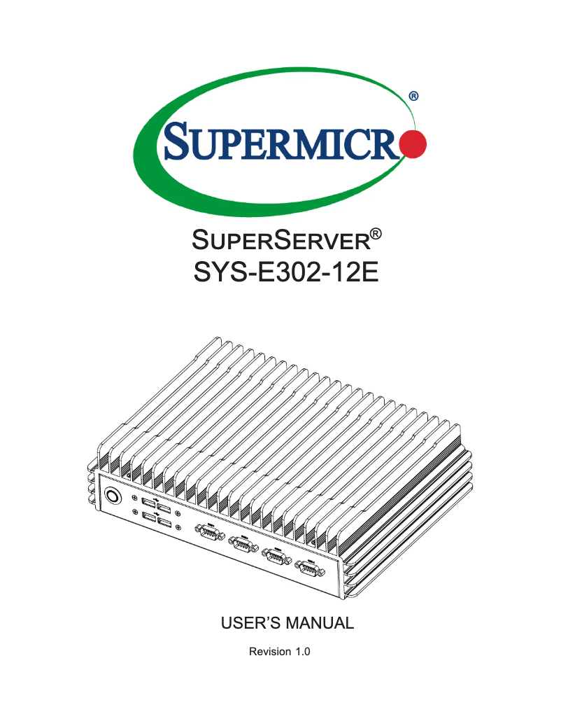 Page 1 de la notice Manuel utilisateur Supermicro SuperServer SYS-E302-12E