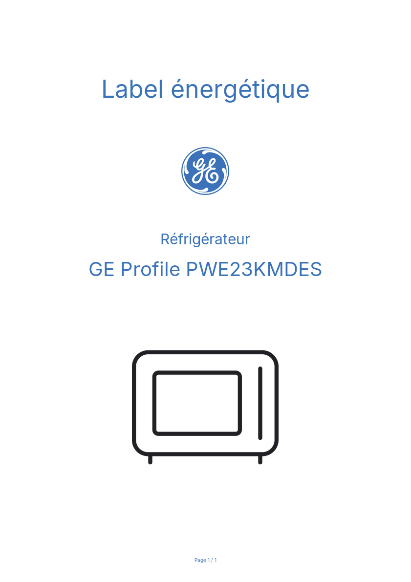 Image de la première page du manuel de l'appareil Profile PWE23KMDES