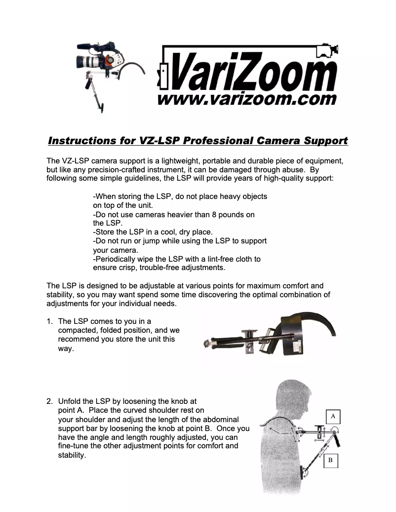 Page 1 de la notice Manuel utilisateur VariZoom VZ-LSP