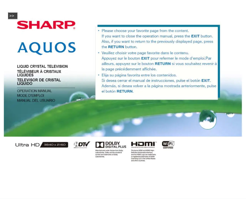 Page n°1 - Manuel utilisateur Sharp LC-43UB30U
