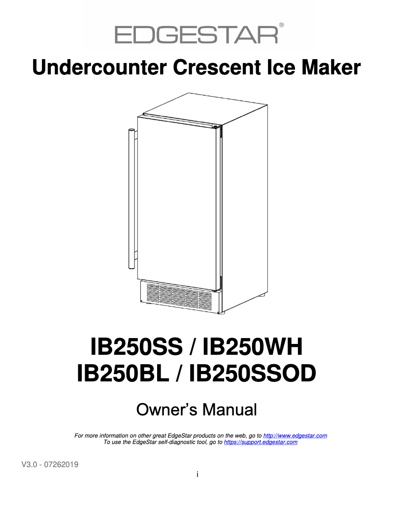 Page 1 de la notice Manuel utilisateur EdgeStar IB250BL