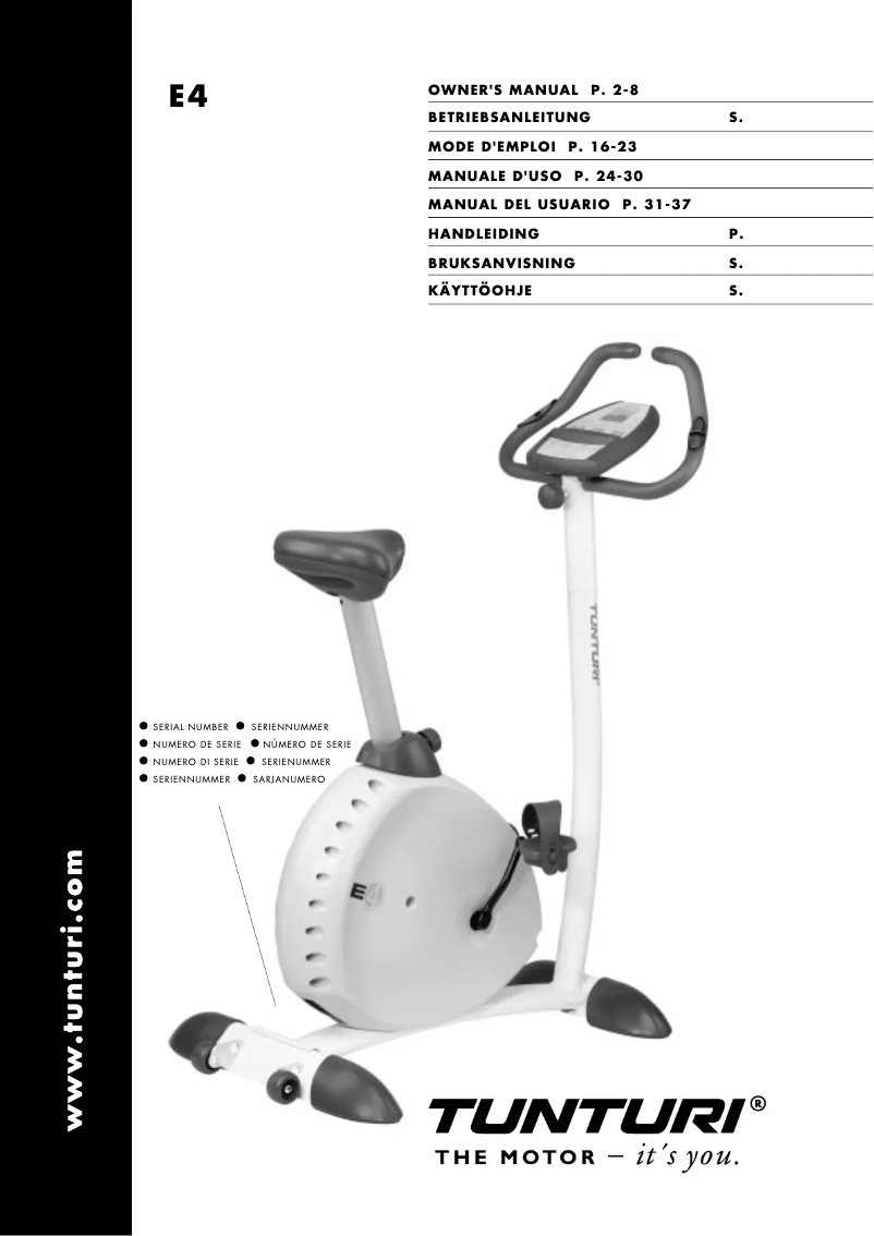Page n°1 - Manuel utilisateur Tunturi E4
