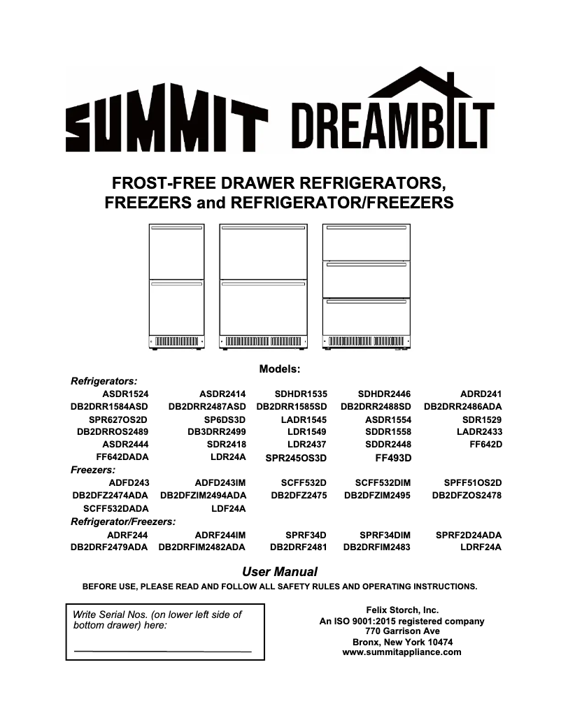 Page n°1 - Manuel utilisateur Summit ADRD241