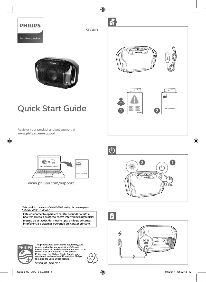 Page n°1 - Guide de démarrage rapide Philips ShoqBox SB300