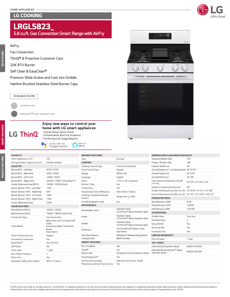 Image de la première page du manuel de l'appareil LRGL5823D