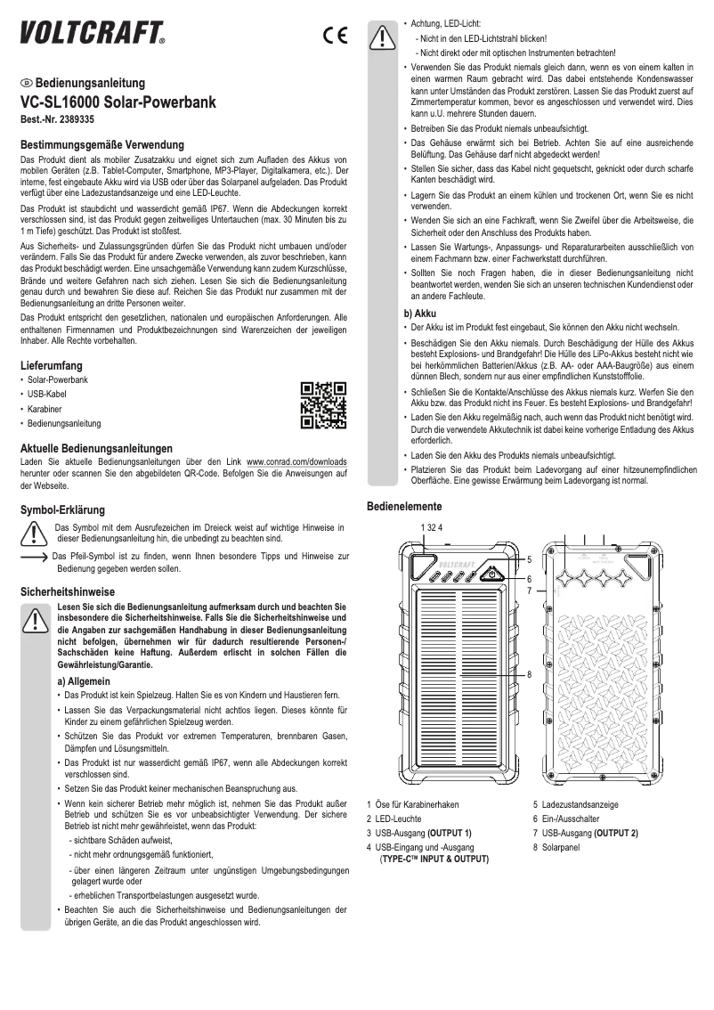 Page 1 de la notice Manuel utilisateur Voltcraft VC-SL16000