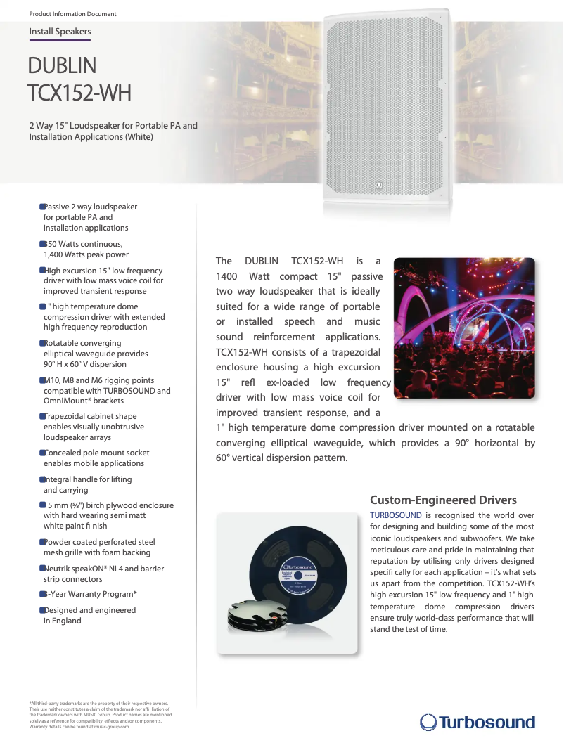 Page n°1 - Fiche technique Turbosound TCX152