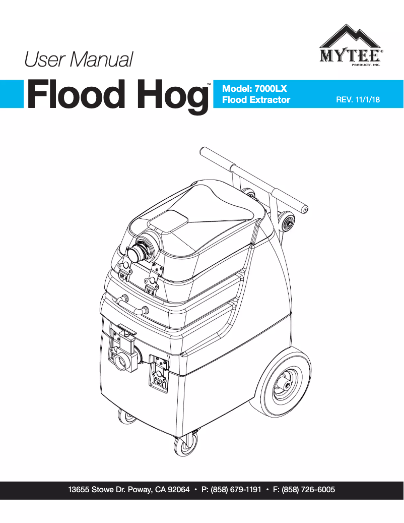 Image de la première page du manuel de l'appareil Flood Hog 7000LX