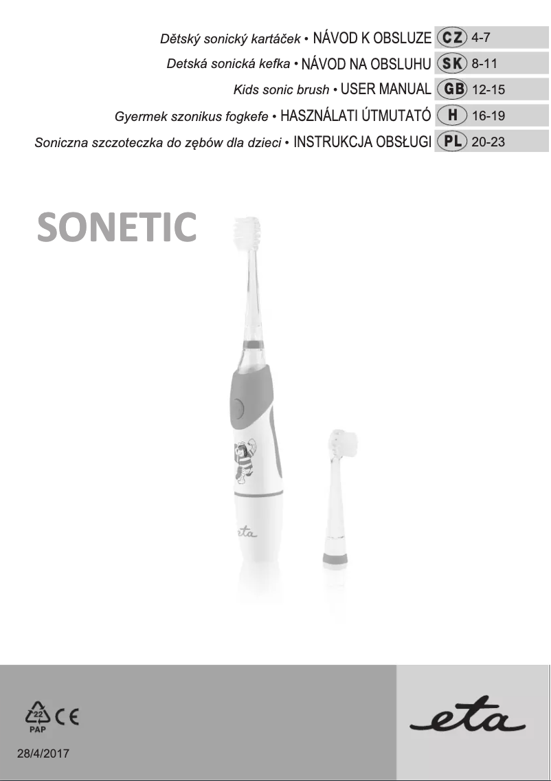 Page n°1 - Manuel utilisateur Eta Sonetic 0710 90010
