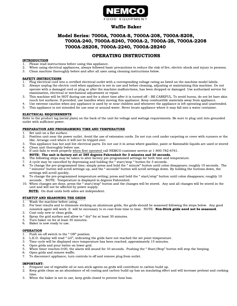 Image de la première page du manuel de l'appareil 7000A