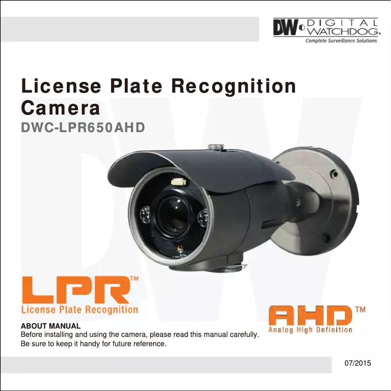 Page 1 de la notice Manuel utilisateur Digital Watchdog DW LPR DWC-LPR650AHD