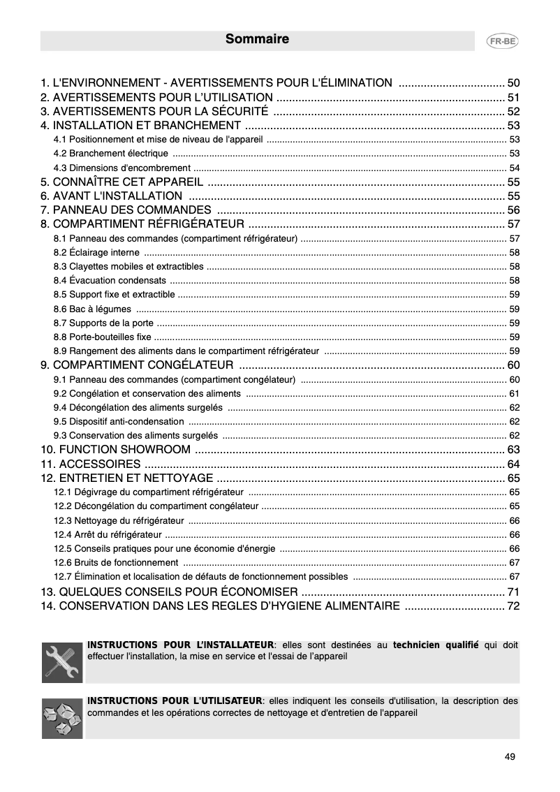 Page 1 de la notice Manuel utilisateur Smeg FPD34AD