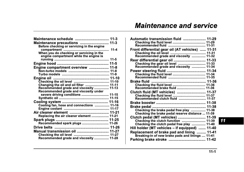 Page 1 de la notice Manuel d'utilisation et d'entretien Subaru Forester (2005)