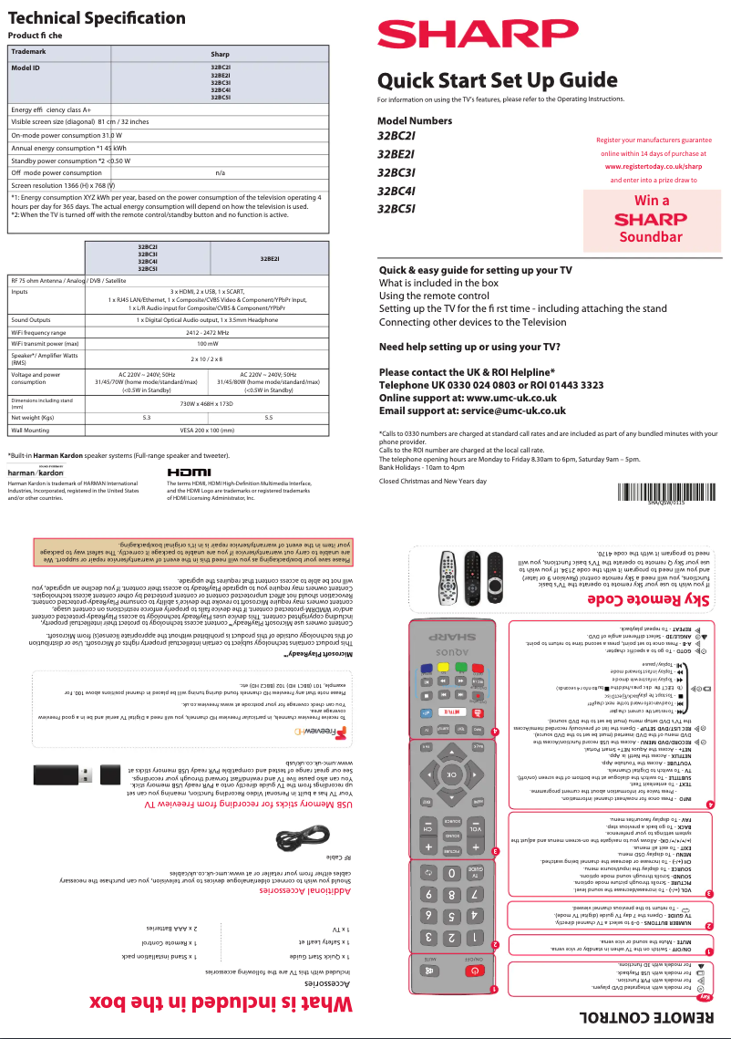 Page 1 de la notice Manuel utilisateur Sharp 32BE2I