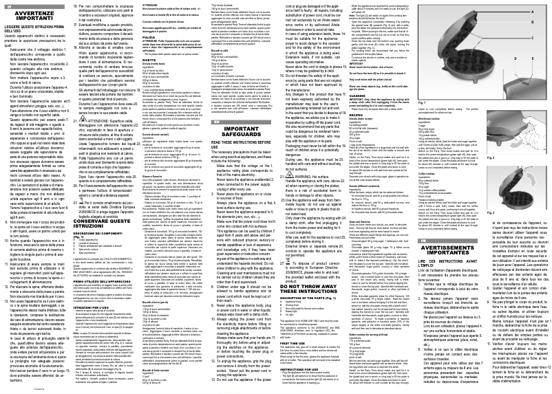 Page 1 de la notice Manuel utilisateur Ariete Donuts Cookies Party Time 0189