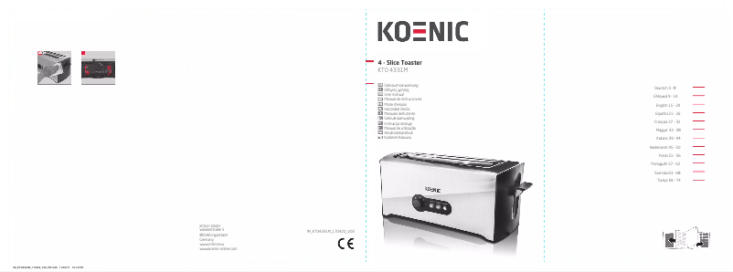 Page 1 de la notice Manuel utilisateur Koenic KTO 4331 M