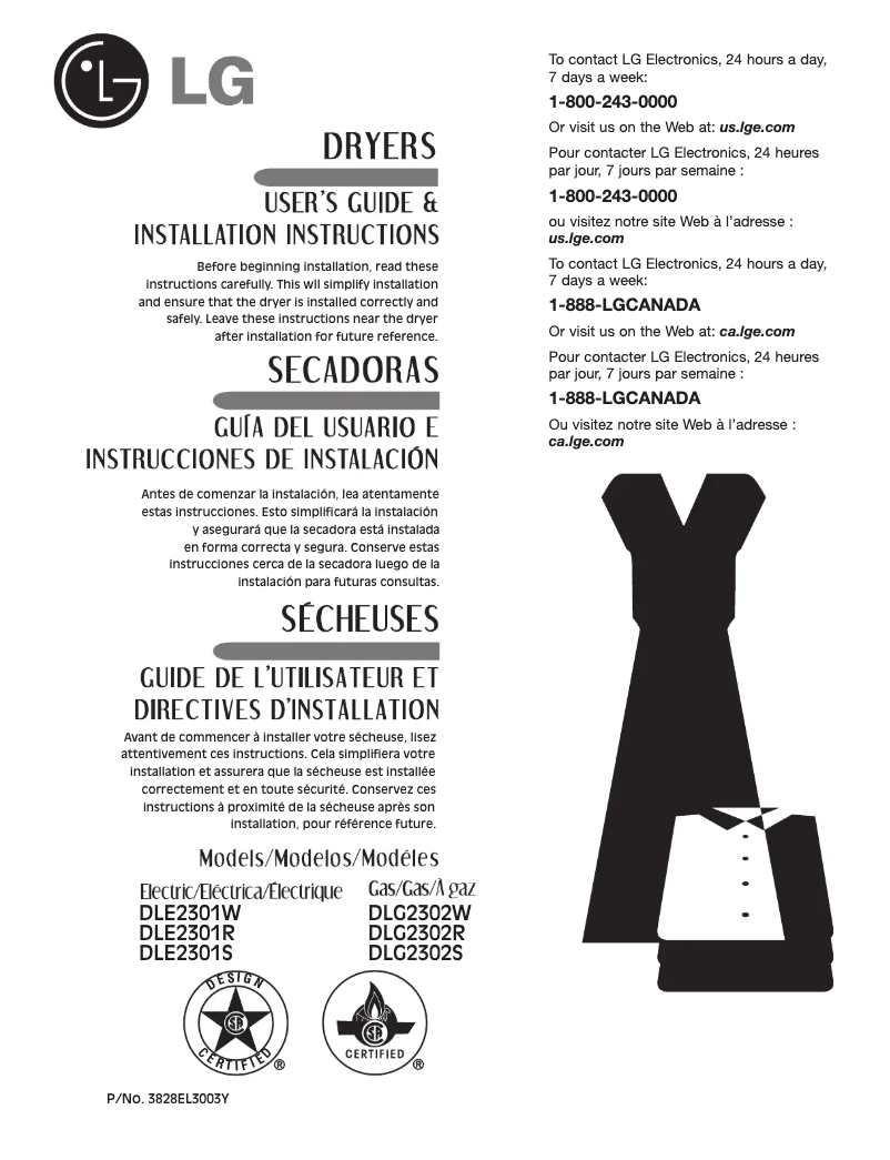 Página 1 del manual Manual de usuario LG DLE2301W