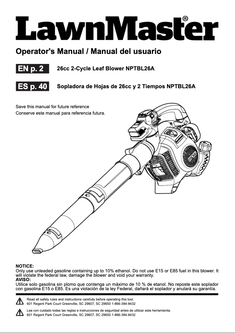 Image de la première page du manuel de l'appareil NPTBL26A
