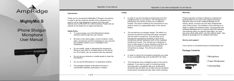 Imagen de la primera página del manual del dispositivo MightyMic S