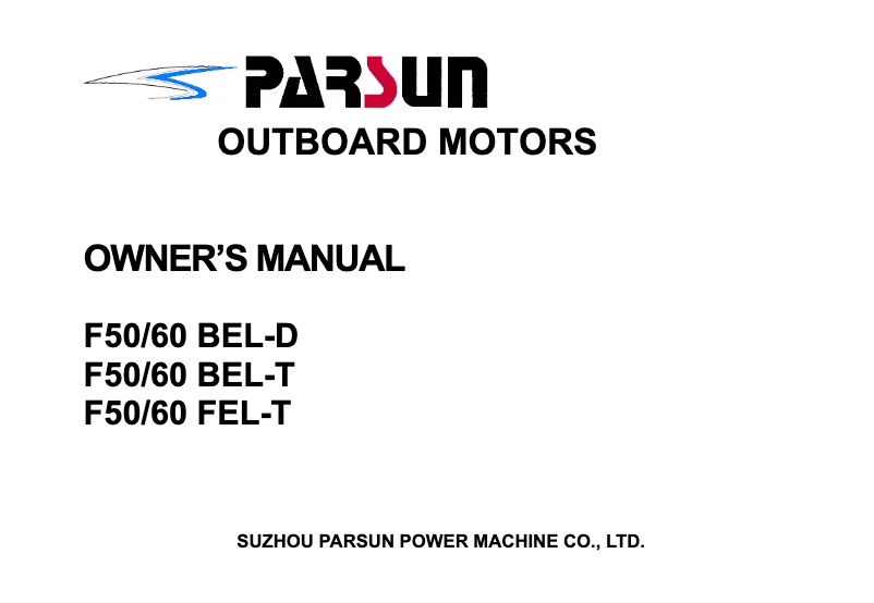 Page 1 de la notice Manuel utilisateur Parsun F50 FEL-T