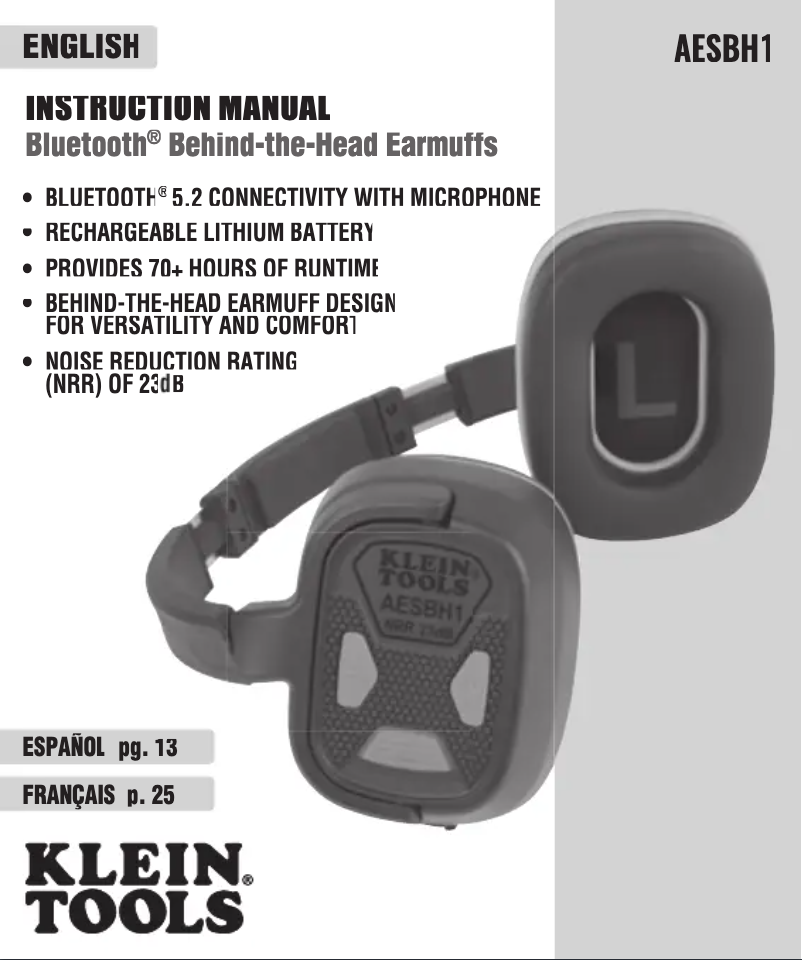 Page n°1 - Manuel utilisateur Klein Tools AESBH1