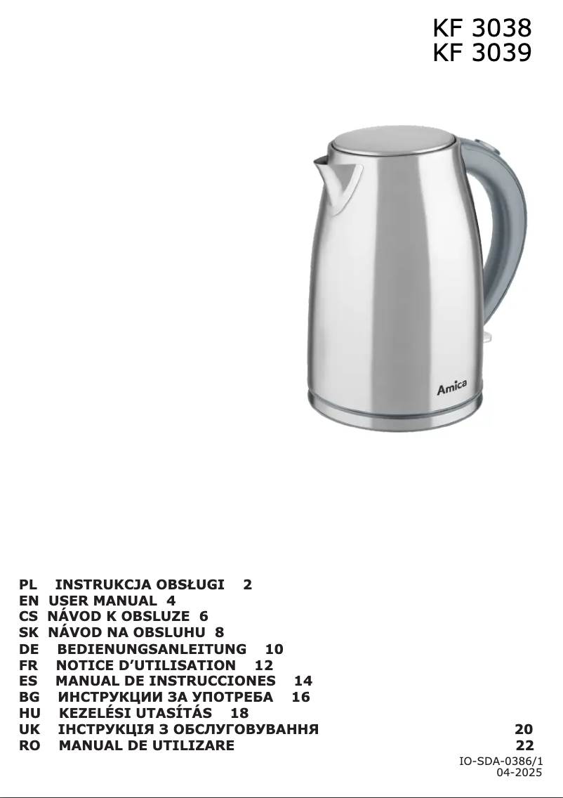 Page n°1 - Manuel utilisateur Amica KF 3039