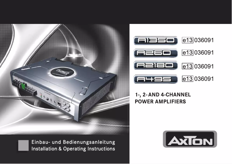 Page n°1 - Manuel utilisateur Axton A2180