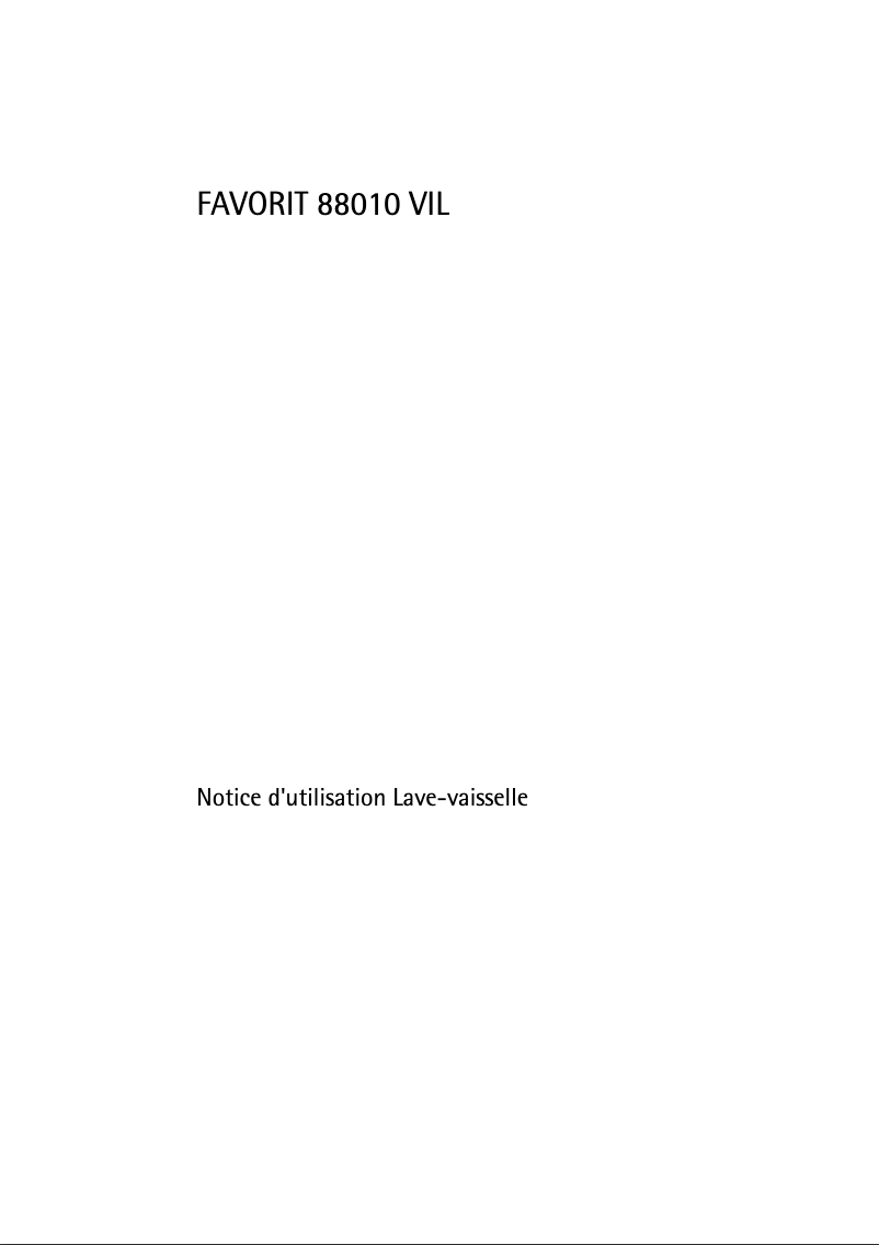 Page n°1 - Manuel utilisateur AEG F 88010 VI