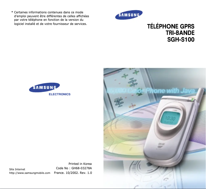 Page n°1 - Manuel utilisateur Samsung SGH-S100SA