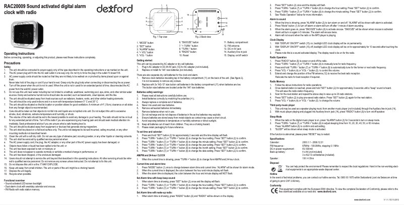 Image de la première page du manuel de l'appareil RAC20009