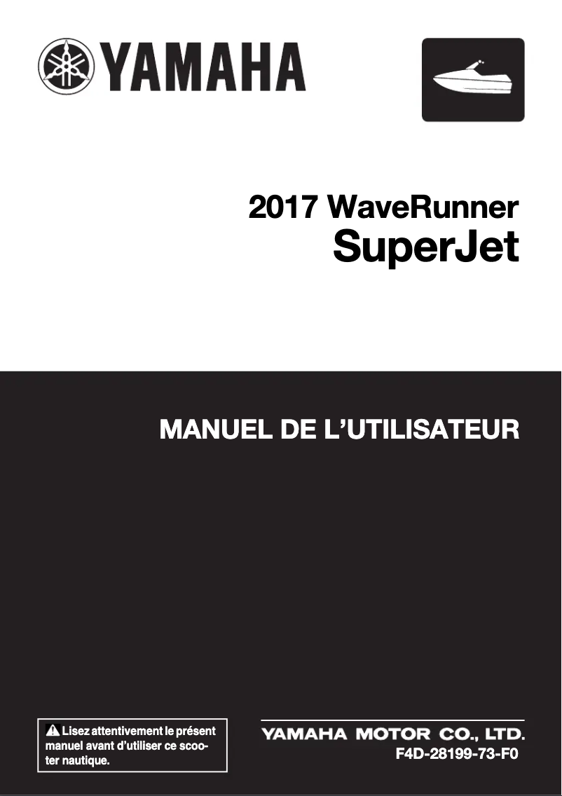 Page 1 of the manual User Manual Yamaha WaveRunner SuperJet (2017)