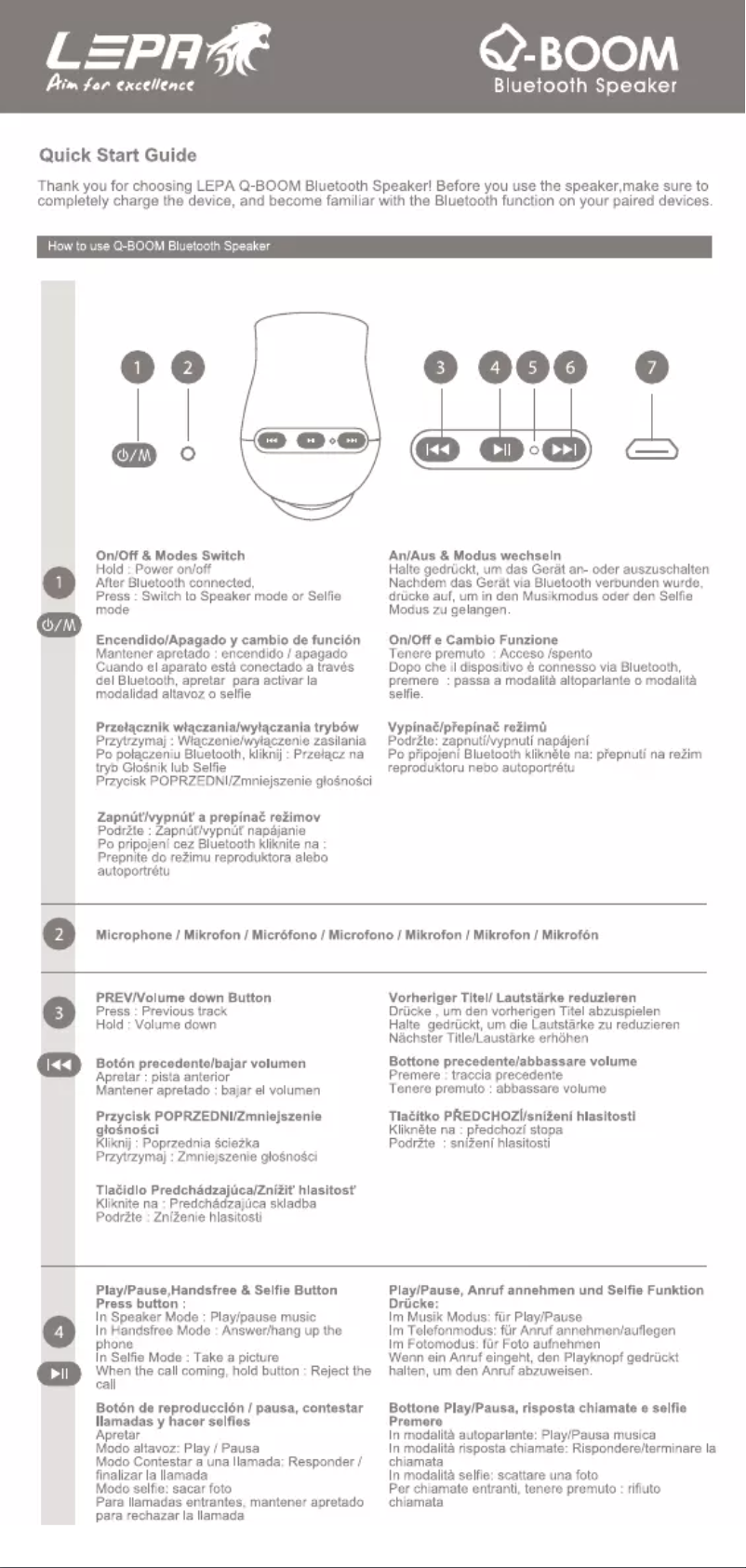 Página 1 del manual Manual de usuario LEPA BTS03-BL
