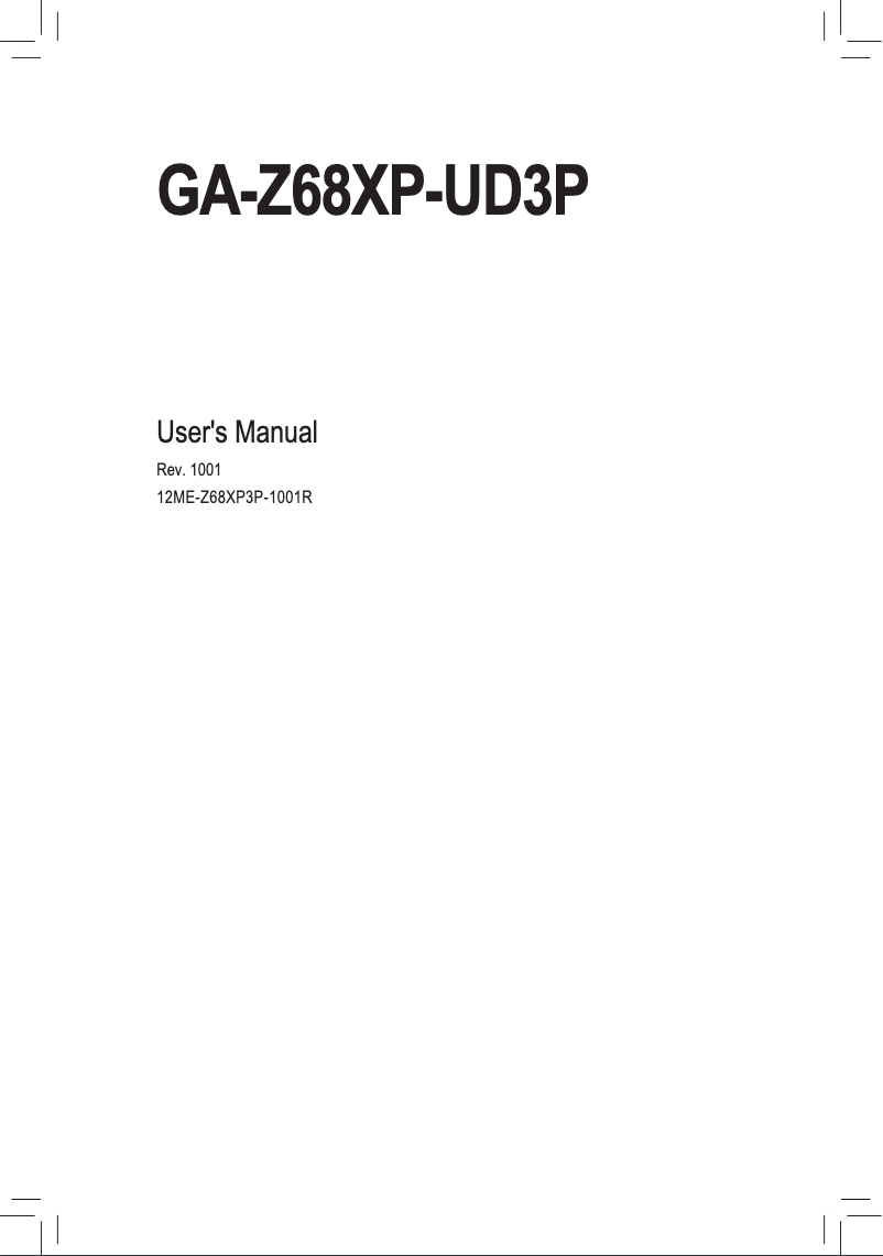 Image de la première page du manuel de l'appareil GA-Z68XP-UD3P