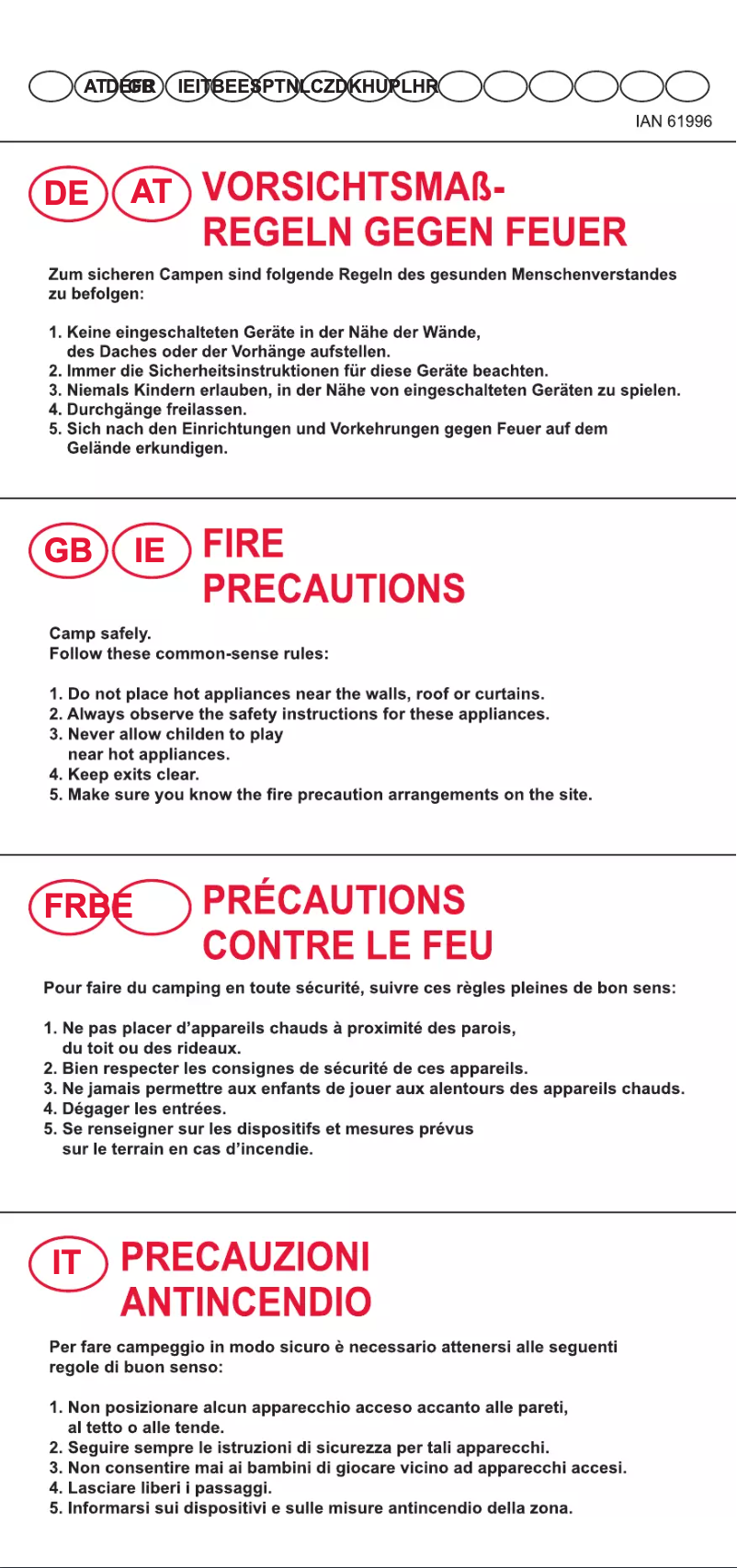 Page 1 de la notice Manuel utilisateur Crivit IAN 61996