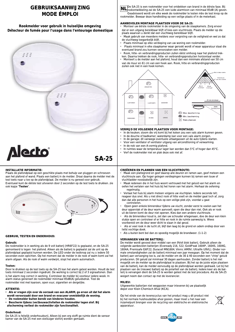 Page n°1 - Manuel utilisateur Alecto SA-25