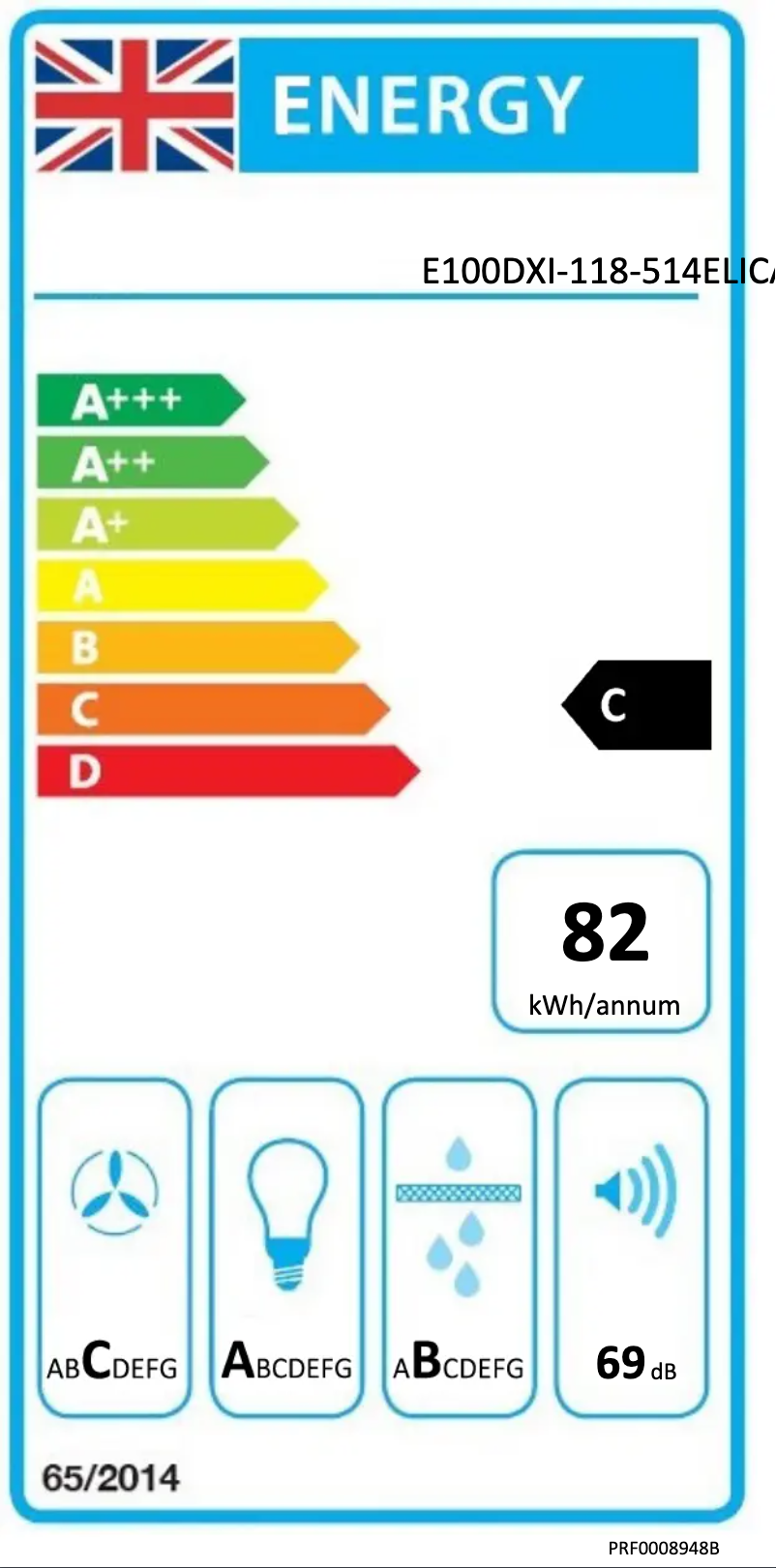 Página 1 del manual Etiqueta energética Elica Galaxy PRF0008948B