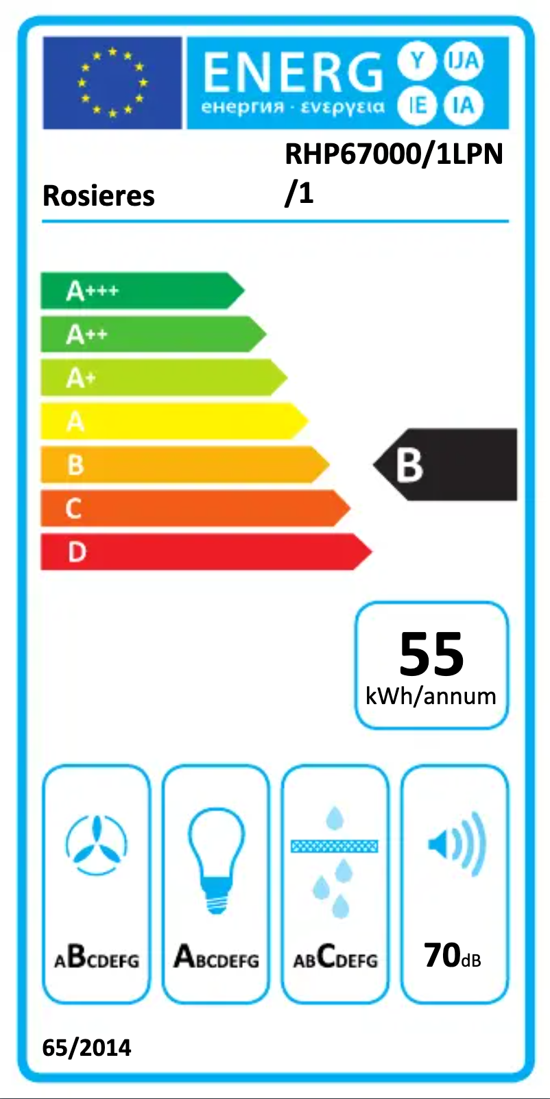 Página 1 del manual Etiqueta energética Rosieres RHP67000/1LPN/1