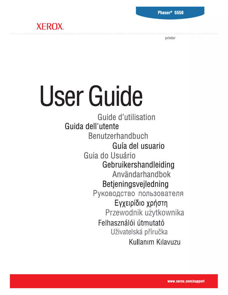 Imagen de la primera página del manual del dispositivo Phaser 5550