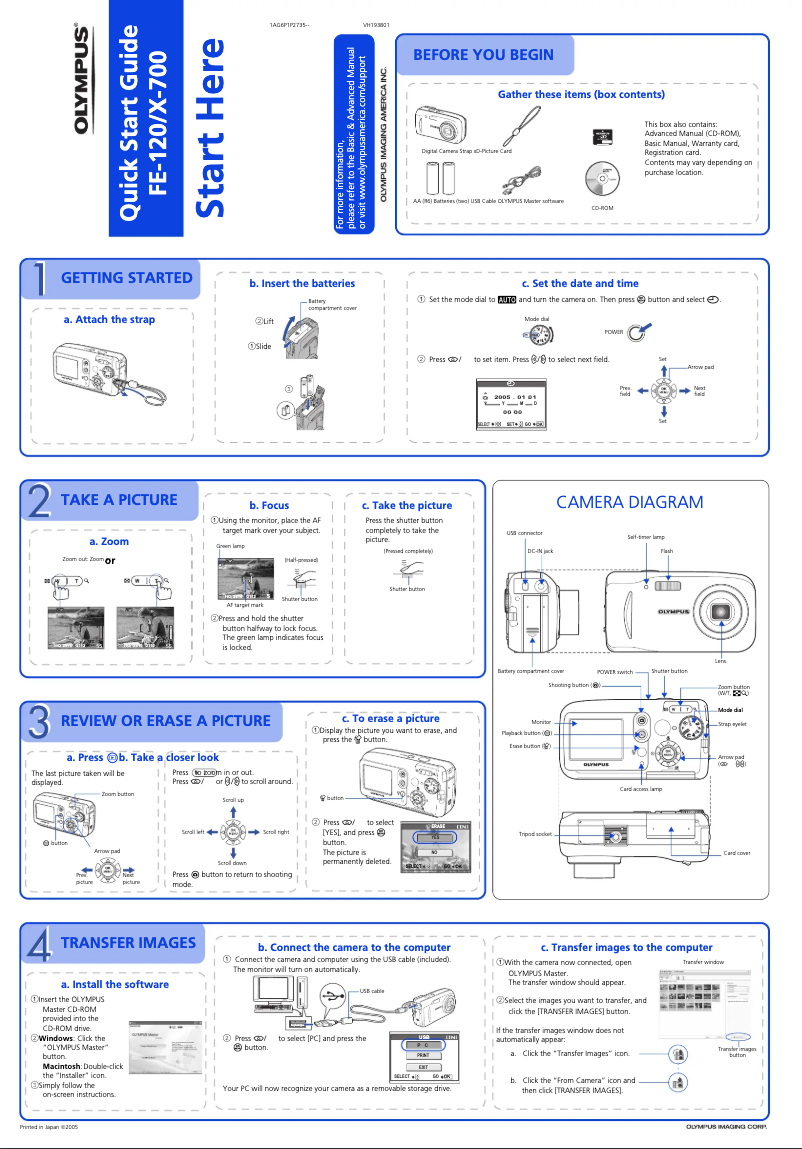 Página 1 del manual Guía de inicio rápido Olympus X-700