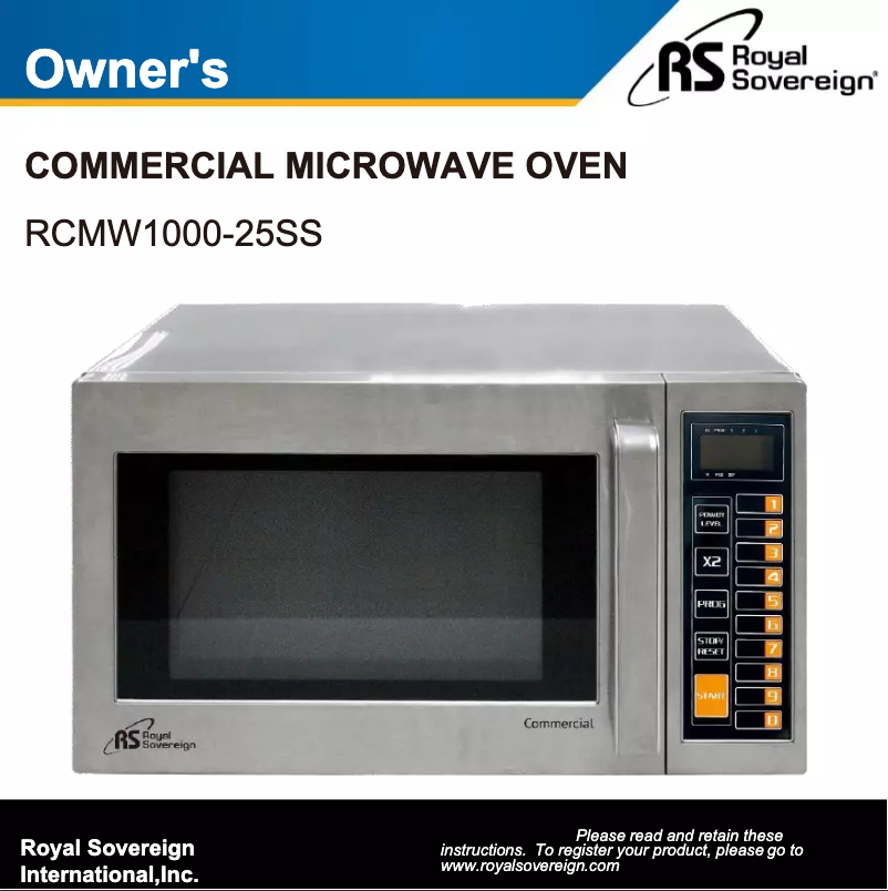 Page n°1 - Manuel utilisateur Royal Sovereign RCMW1000-25SS